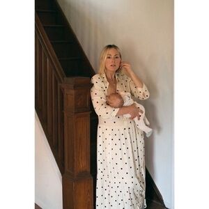 Anthropologie /  Porridge Ashby Tiered polka dot Maxi Dress long sleeve shirt xs